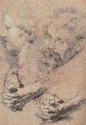 Peter Paul Rubens Head and hand-s pencil sketch oil painting artist